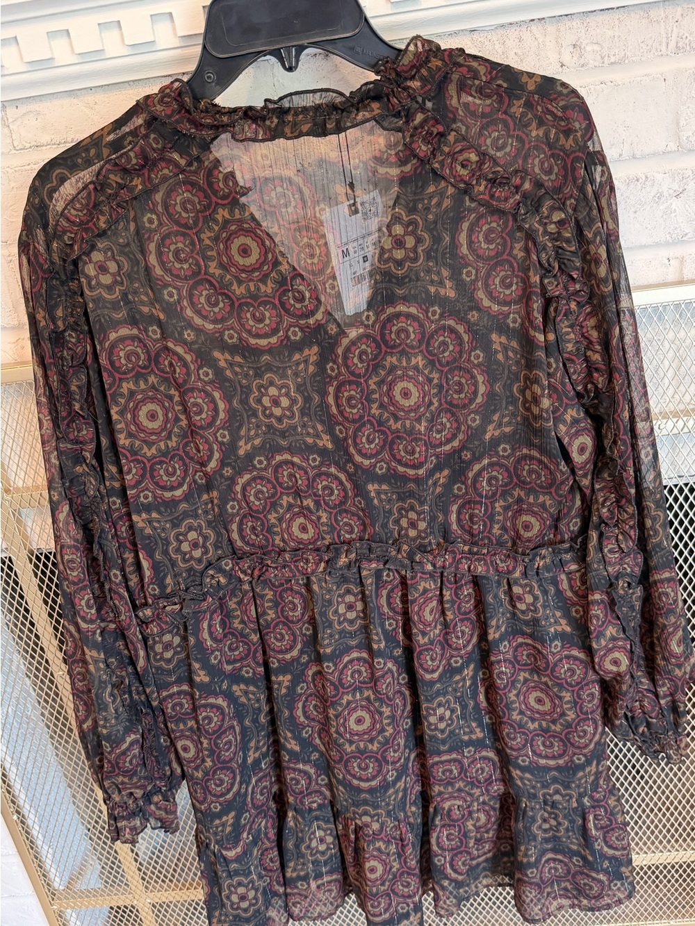 Zara Black Printed Ruffled Dress